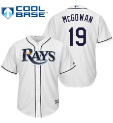 Men's Majestic Tampa Bay Rays #19 Dustin McGowan Replica White Home Cool Base MLB Jersey