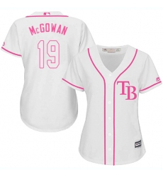 Women's Majestic Tampa Bay Rays #19 Dustin McGowan Authentic White Fashion Cool Base MLB Jersey