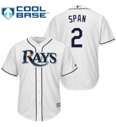 Men's Majestic Tampa Bay Rays #2 Denard Span Replica White Home Cool Base MLB Jersey