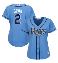 Women's Majestic Tampa Bay Rays #2 Denard Span Replica Light Blue Alternate 2 Cool Base MLB Jersey