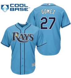 Youth Majestic Tampa Bay Rays #27 Carlos Gomez Authentic Light Blue Alternate 2 Cool Base MLB Jersey