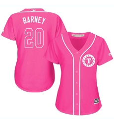 Women's Majestic Texas Rangers #20 Darwin Barney Replica Pink Fashion Cool Base MLB Jersey