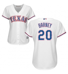 Women's Majestic Texas Rangers #20 Darwin Barney Replica White Home Cool Base MLB Jersey