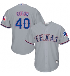 Men's Majestic Texas Rangers #40 Bartolo Colon Replica Grey Road Cool Base MLB Jersey