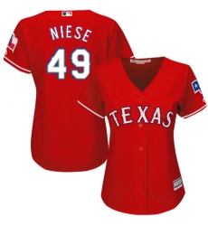 Women's Majestic Texas Rangers #49 Jon Niese Authentic Red Alternate Cool Base MLB Jersey
