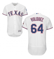 Men's Majestic Texas Rangers #64 Edinson Volquez White Home Flex Base Authentic Collection MLB Jersey