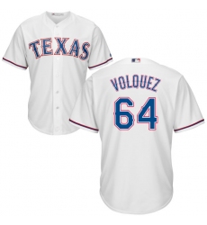 Youth Majestic Texas Rangers #64 Edinson Volquez Authentic White Home Cool Base MLB Jersey