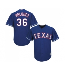 Youth Texas Rangers #36 Edinson Volquez Replica Royal Blue Alternate 2 Cool Base Baseball Jersey