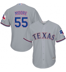 Men's Majestic Texas Rangers #55 Matt Moore Replica Grey Road Cool Base MLB Jersey