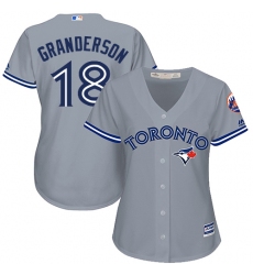 Women's Majestic Toronto Blue Jays #18 Curtis Granderson Replica Grey Road MLB Jersey