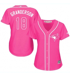 Women's Majestic Toronto Blue Jays #18 Curtis Granderson Replica Pink Fashion Cool Base MLB Jersey