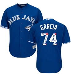 Men's Majestic Toronto Blue Jays #74 Jaime Garcia Authentic Blue Team Logo Fashion MLB Jersey