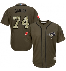 Men's Majestic Toronto Blue Jays #74 Jaime Garcia Replica Green Salute to Service MLB Jersey