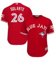 Youth Majestic Toronto Blue Jays #26 Yangervis Solarte Authentic Scarlet Alternate MLB Jersey