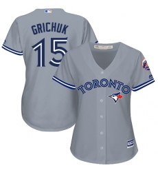 Women's Majestic Toronto Blue Jays #15 Randal Grichuk Replica Grey Road MLB Jersey