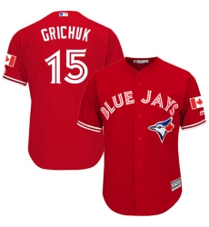 Youth Majestic Toronto Blue Jays #15 Randal Grichuk Replica Scarlet Alternate MLB Jersey