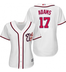 Women's Majestic Washington Nationals #17 Matt Adams Replica White Home Cool Base MLB Jersey