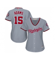 Women's Washington Nationals #15 Matt Adams Replica Grey Road Cool Base Baseball Jersey