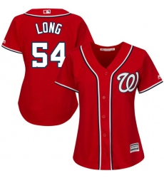 Women's Majestic Washington Nationals #54 Kevin Long Replica Red Alternate 1 Cool Base MLB Jersey