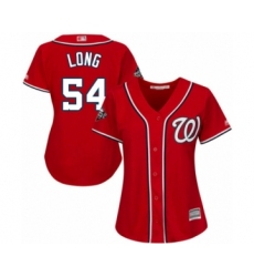 Women's Washington Nationals #54 Kevin Long Authentic Red Alternate 1 Cool Base 2019 World Series Bound Baseball Jersey