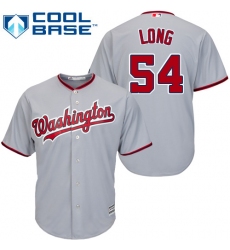Youth Majestic Washington Nationals #54 Kevin Long Replica Grey Road Cool Base MLB Jersey