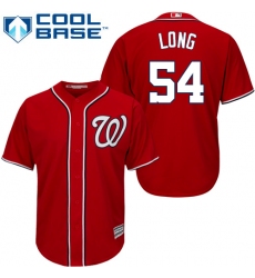 Youth Majestic Washington Nationals #54 Kevin Long Replica Red Alternate 1 Cool Base MLB Jersey