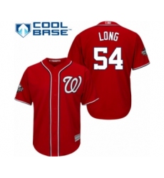 Youth Washington Nationals #54 Kevin Long Authentic Red Alternate 1 Cool Base 2019 World Series Bound Baseball Jersey