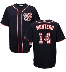 Men's Majestic Washington Nationals #14 Miguel Montero Authentic Navy Blue Team Logo Fashion Cool Base MLB Jersey