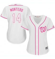 Women's Majestic Washington Nationals #14 Miguel Montero Authentic White Fashion Cool Base MLB Jersey