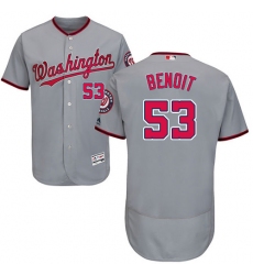 Men's Majestic Washington Nationals #53 Joaquin Benoit Grey Road Flex Base Authentic Collection MLB Jersey
