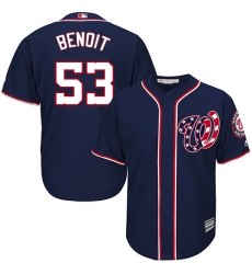 Men's Majestic Washington Nationals #53 Joaquin Benoit Replica Navy Blue Alternate 2 Cool Base MLB Jersey