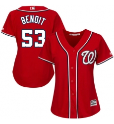 Women's Majestic Washington Nationals #53 Joaquin Benoit Replica Red Alternate 1 Cool Base MLB Jersey