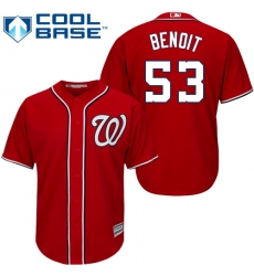 Youth Majestic Washington Nationals #53 Joaquin Benoit Authentic Red Alternate 1 Cool Base MLB Jersey