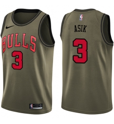 Men's Nike Chicago Bulls #3 Omer Asik Swingman Green Salute to Service NBA Jersey