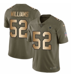 Men's Nike Dallas Cowboys #52 Connor Williams Limited Olive/Gold 2017 Salute to Service NFL Jersey