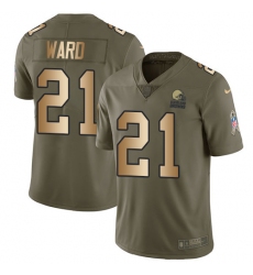 Youth Nike Cleveland Browns #21 Denzel Ward Limited Olive Gold 2017 Salute to Service NFL Jersey