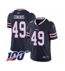 Men's Buffalo Bills #49 Tremaine Edmunds Limited Navy Blue Inverted Legend 100th Season Football Jersey