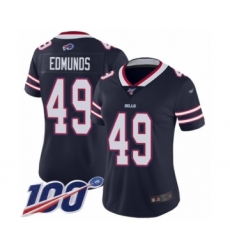 Women's Buffalo Bills #49 Tremaine Edmunds Limited Navy Blue Inverted Legend 100th Season Football Jersey