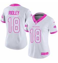 Women's Nike Atlanta Falcons #18 Calvin Ridley Limited White Pink Rush Fashion NFL Jersey