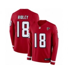 Youth Nike Atlanta Falcons #18 Calvin Ridley Limited Red Therma Long Sleeve NFL Jersey