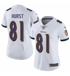 Women's Nike Baltimore Ravens #81 Hayden Hurst White Vapor Untouchable Limited Player NFL Jersey