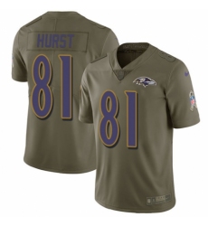 Youth Nike Baltimore Ravens #81 Hayden Hurst Limited Olive 2017 Salute to Service NFL Jersey