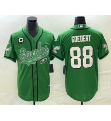 Men's Nike Philadelphia Eagles #88 Dallas Goedert Green C Cool Base Stitched Baseball Jersey