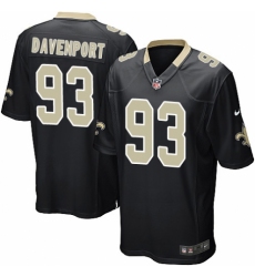 Men's Nike New Orleans Saints #93 Marcus Davenport Game Black Team Color NFL Jersey