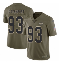Men's Nike New Orleans Saints #93 Marcus Davenport Limited Olive 2017 Salute to Service NFL Jersey