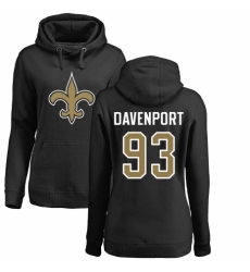 NFL Women's Nike New Orleans Saints #93 Marcus Davenport Black Name & Number Logo Pullover Hoodie