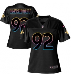 Women's Nike New Orleans Saints #92 Marcus Davenport Black NFL Fashion Game Jersey