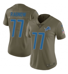Women's Nike Detroit Lions #77 Frank Ragnow Limited Olive 2017 Salute to Service NFL Jersey