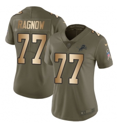 Women's Nike Detroit Lions #77 Frank Ragnow Limited Olive Gold Salute to Service NFL Jersey