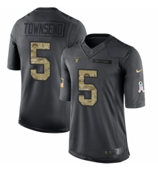 Men's Nike Oakland Raiders #5 Johnny Townsend Limited Black 2016 Salute to Service NFL Jersey